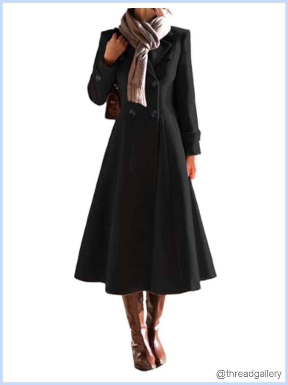 Womens Long Wool Blend Coat Double Breasted Trench Peacoat Maxi